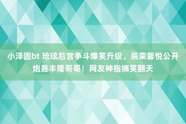 小泽圆bt 玱玹后宫争斗爆笑升级，辰荣馨悦公开炮轰丰隆哥哥！网友神指摘笑翻天