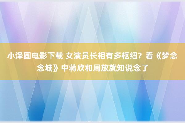 小泽圆电影下载 女演员长相有多枢纽？看《梦念念城》中蒋欣和周放就知说念了