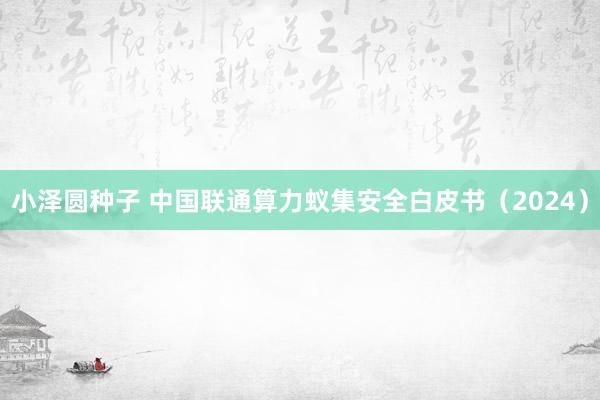 小泽圆种子 中国联通算力蚁集安全白皮书（2024）