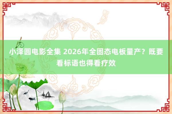 小泽圆电影全集 2026年全固态电板量产？既要看标语也得看疗效