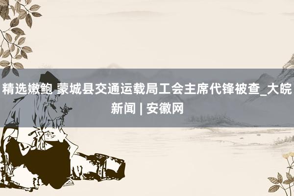 精选嫩鲍 蒙城县交通运载局工会主席代锋被查_大皖新闻 | 安徽网