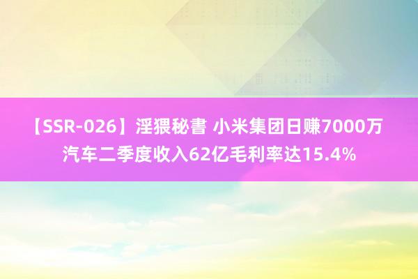 【SSR-026】淫猥秘書 小米集团日赚7000万  汽车二季度收入62亿毛利率达15.4%