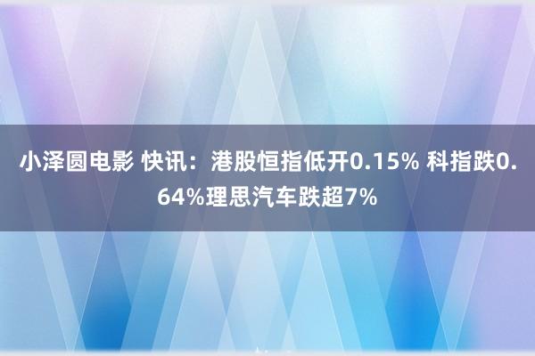 小泽圆电影 快讯：港股恒指低开0.15% 科指跌0.64%理思汽车跌超7%