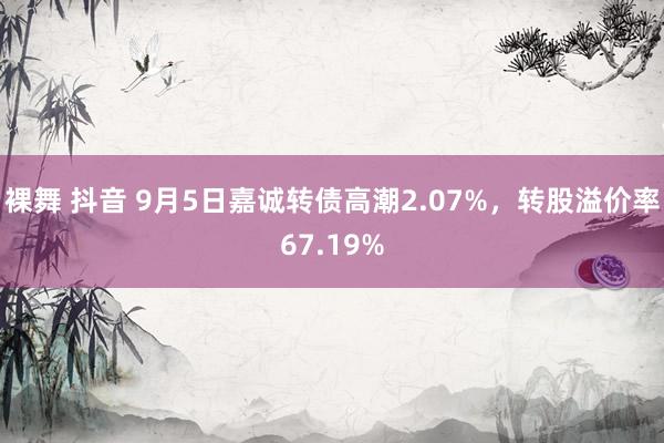 裸舞 抖音 9月5日嘉诚转债高潮2.07%，转股溢价率67.19%