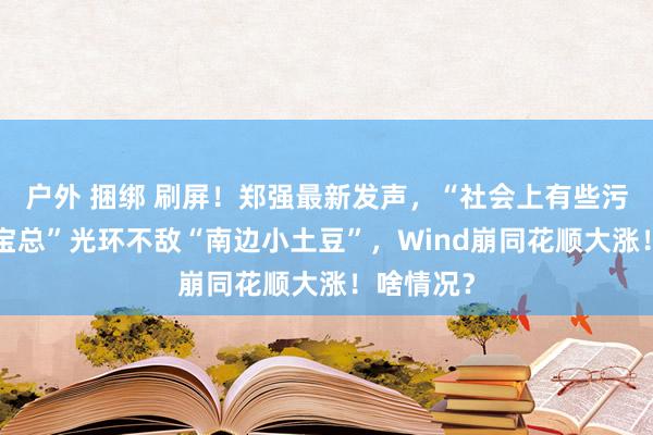 户外 捆绑 刷屏！郑强最新发声，“社会上有些污蔑”！“宝总”光环不敌“南边小土豆”，Wind崩同花顺大涨！啥情况？